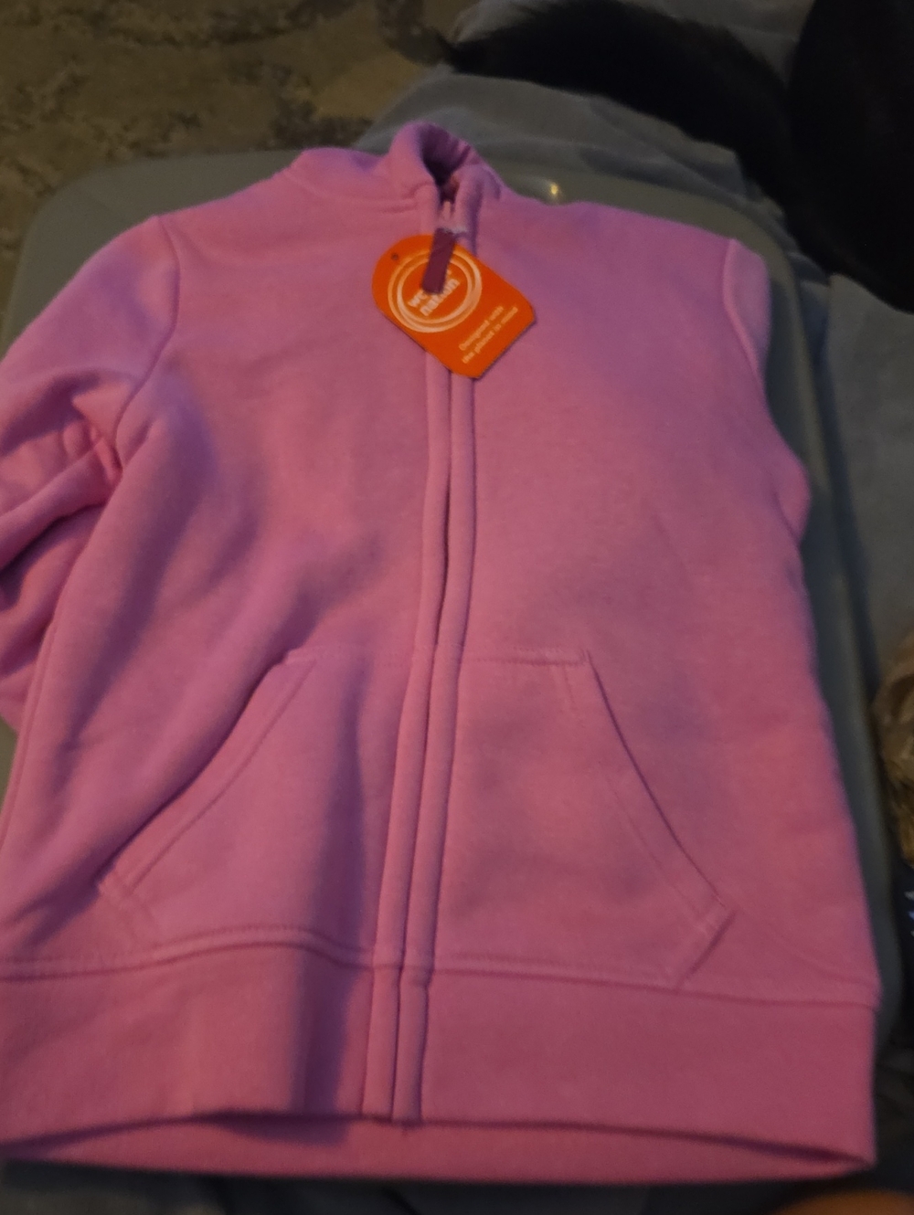 Girls' Pink Zip-Up Fleece Hoodie 7/8